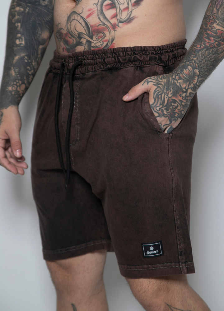 SHORTS MALHÃO ESTONADO MARROM