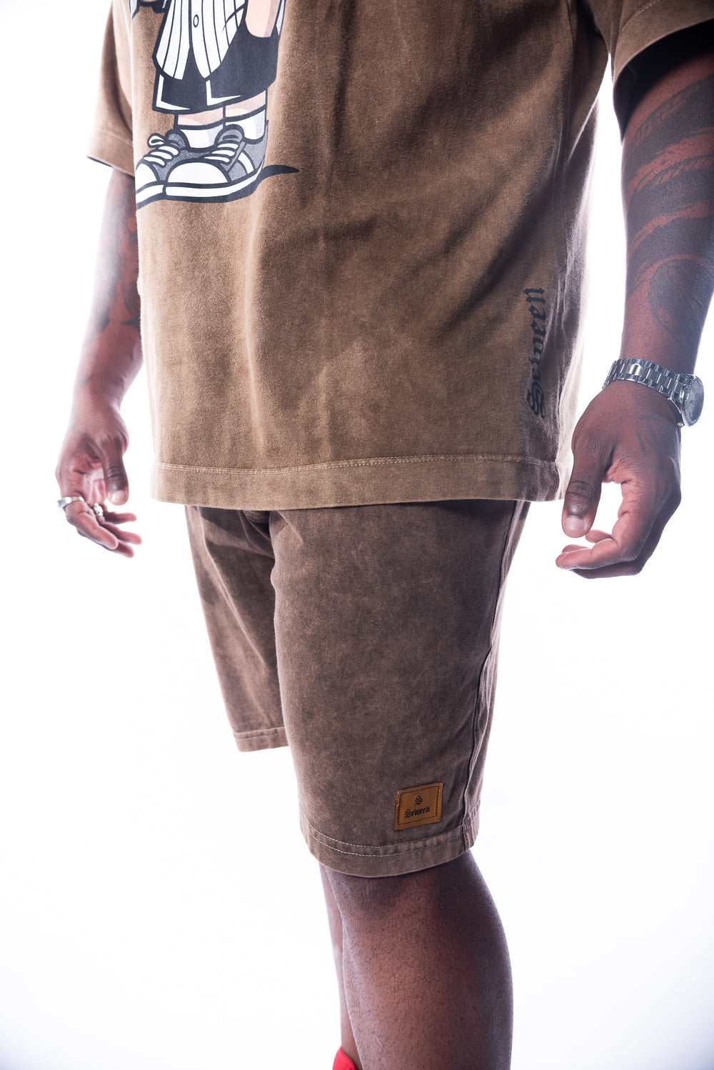 SHORTS MALHÃO ESTONADO CAQUI