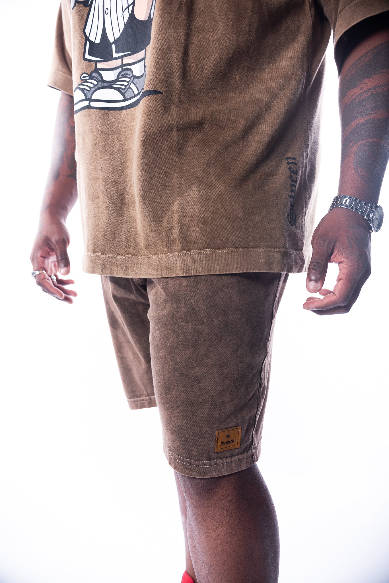 SHORTS MALHÃO ESTONADO CAQUI